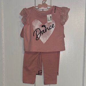 The Children's Place Pink heart Dance Outfit w two pairs of pants size 18-24 mos